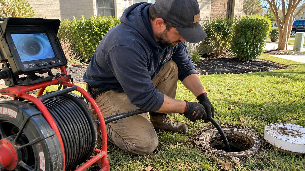 Sewer camera inspection in progress at a Covina home