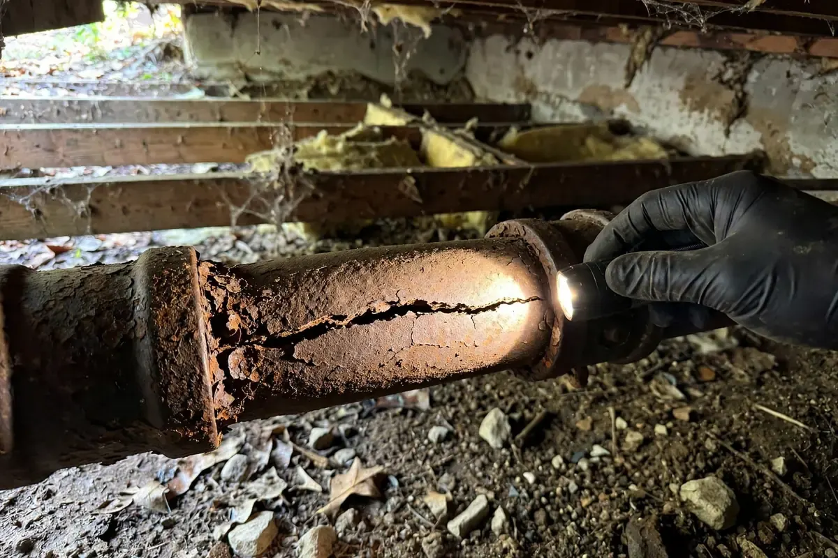 Old clay and cast iron sewer pipes being repaired in Covina CA