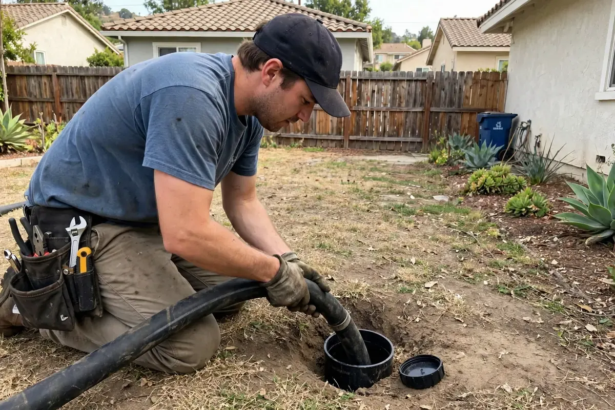 Hydro jetting cleaning a sewer pipe